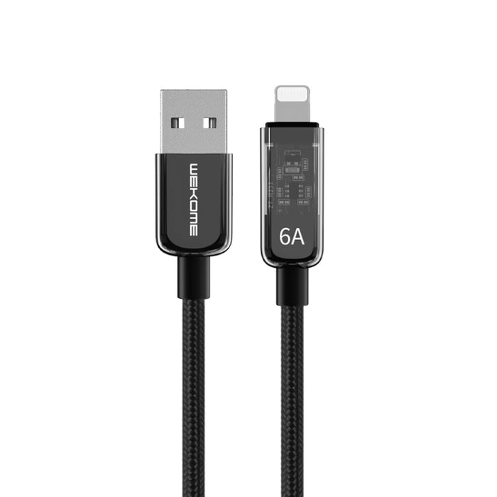 WK WDC-180 6A Pioneer Series USB a cable de datos de carga rápida transparente de 8 pines, longitud: 1 m
