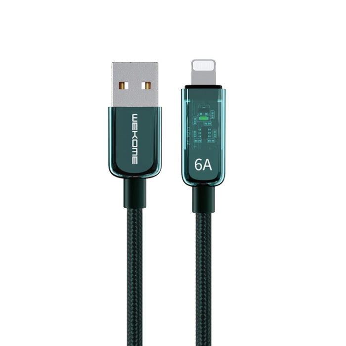 WK WDC-180 6A Pioneer Series USB a cable de datos de carga rápida transparente de 8 pines, longitud: 1 m
