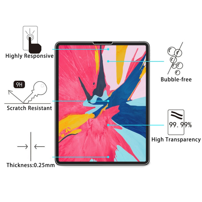 Película de vidrio templado a prueba de explosiones de borde recto con dureza superficial de 0,26 mm 9H para iPad Pro 12.9 2018/2020/2021/2022