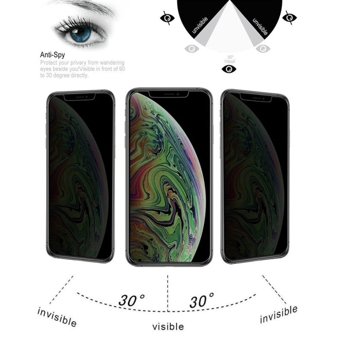 Para iPhone XS Max 0,4 mm 9H Dureza superficial Protector antideslumbrante de pantalla de privacidad de 180 grados