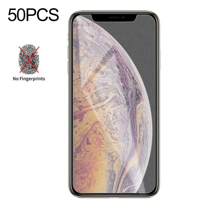 Para iPhone XS Max / iPhone 11 Pro Max 50 piezas de película de vidrio templado esmerilado mate, sin paquete al por menor