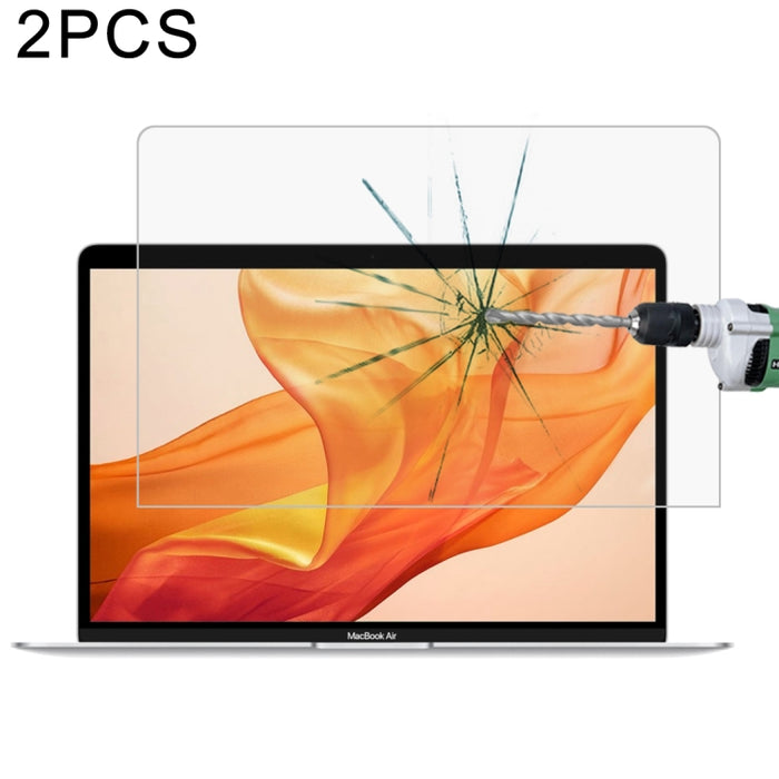 Película de vidrio templado a prueba de explosiones de dureza superficial 9H de 0,26 mm de 2 piezas para MacBook Air 13.3 (2018)