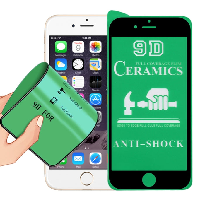 Película de cerámica de cubierta completa con pegamento completo 2.5D para iPhone 8/7/6s/6