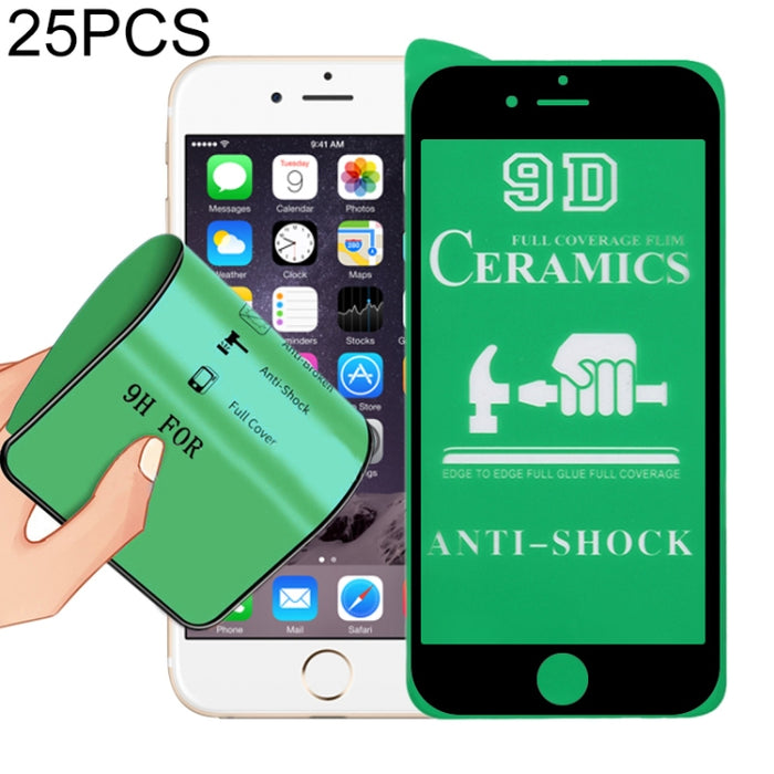 Película de cerámica de cubierta completa con pegamento completo 25 PCS 2.5D para iPhone 6 Plus