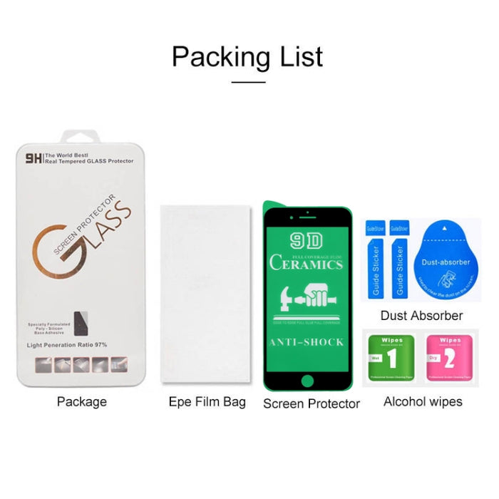 Película de cerámica de cubierta completa con pegamento completo 2.5D para iPhone 8/7