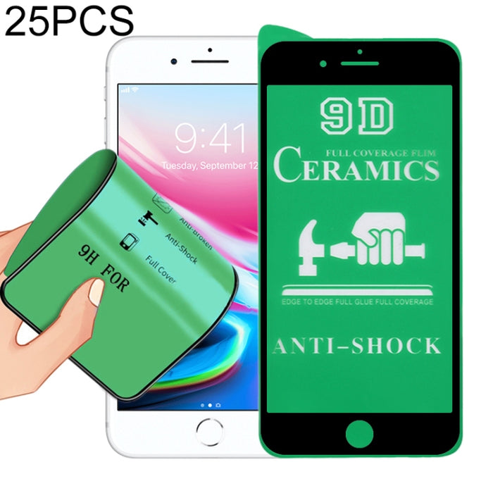 Película de cerámica de cubierta completa con pegamento completo 25 PCS 2.5D para iPhone 8/7