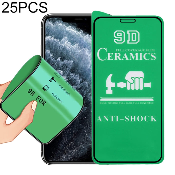 Para iPhone 11 Pro / XS / X 25 piezas 2.5D Película de cerámica de cubierta completa con pegamento completo