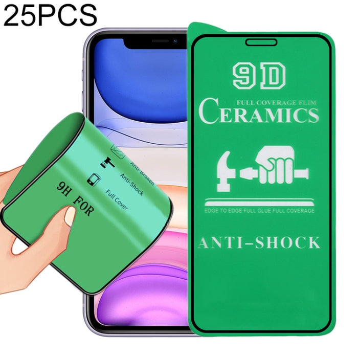 Para iPhone 11 / XR 25 piezas 2.5D Película de cerámica de cubierta completa con pegamento completo