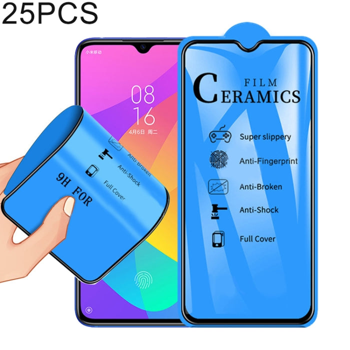 Película de cerámica de cubierta completa con pegamento completo 25 PCS 2.5D para Xiaomi Mi A3 / Mi CC9e, For Xiaomi Mi A3 / Mi CC9e (25 PCS)
