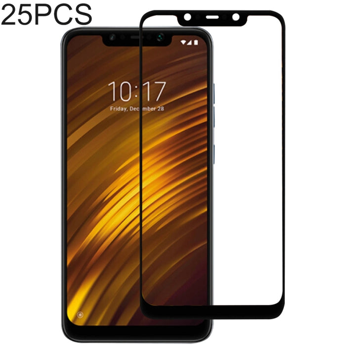 Película de vidrio templado protectora de pantalla de cubierta completa con pegamento completo de 25 piezas para Xiaomi Pocophone F1, For Xiaomi Pocophone F1