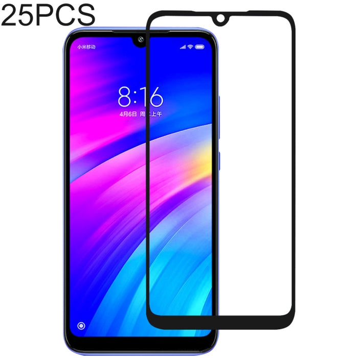Película de vidrio templado protectora de pantalla de cubierta completa con pegamento completo de 25 piezas para Xiaomi Redmi 7, For Xiaomi Redmi 7