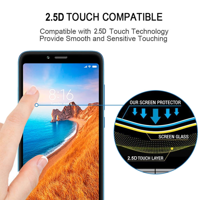 Película de vidrio templado protector de pantalla de cubierta completa con pegamento completo para Xiaomi Redmi 7A, For Xiaomi Redmi 7A