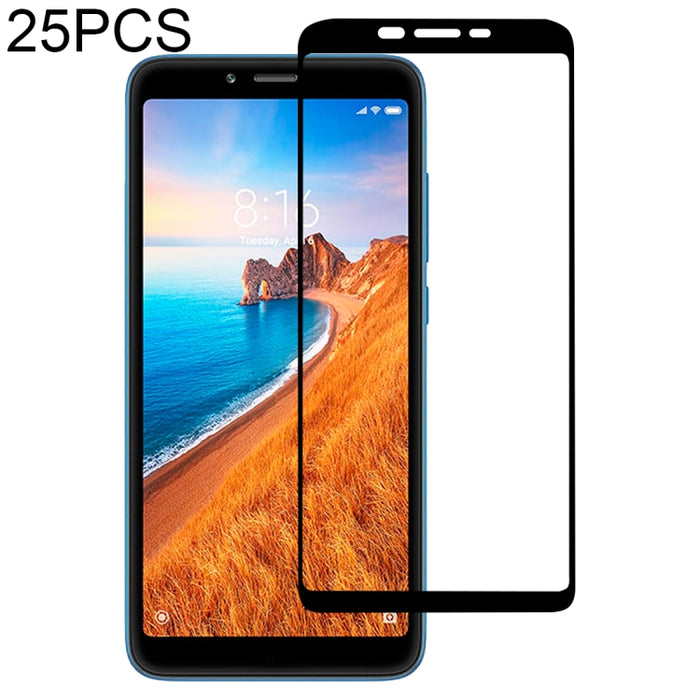 Película de vidrio templado protectora de pantalla de cubierta completa con pegamento completo de 25 piezas para Xiaomi Redmi 7A, For Xiaomi Redmi 7A