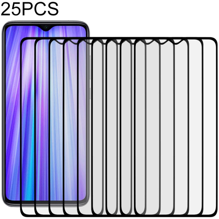 Película de vidrio templado con protector de pantalla de cubierta completa de 25 piezas para Xiaomi Redmi Note 8 Pro, For Xiaomi Redmi Note 8 Pro