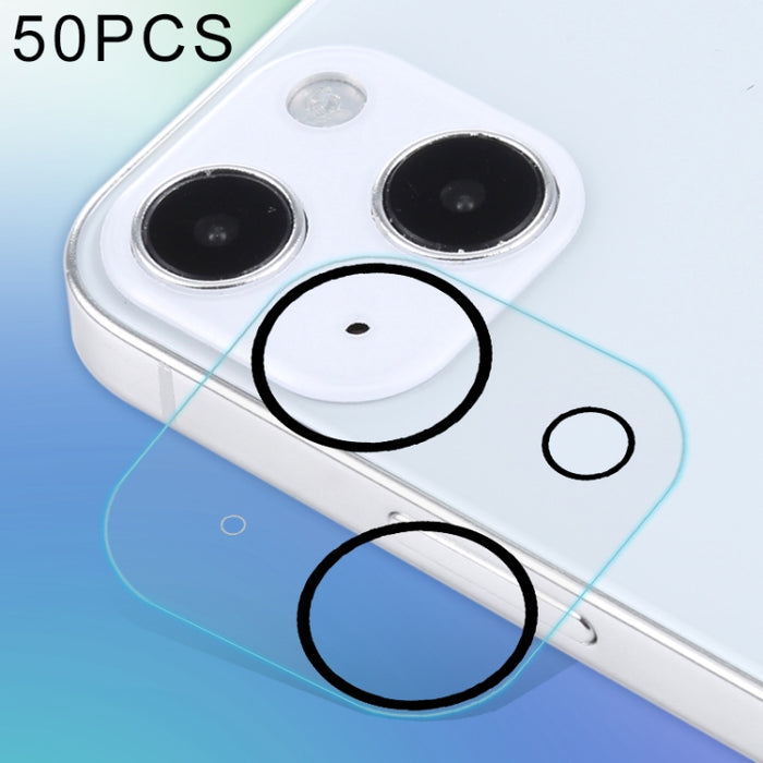 Para iPhone 13 50 piezas HD Antideslumbrante Protector de lente de cámara trasera Película de vidrio templado