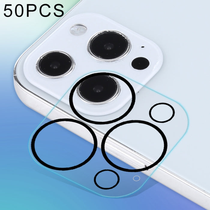 Para iPhone 13 Pro Max 50 piezas HD Antideslumbrante Protector de lente de cámara trasera Película de vidrio templado