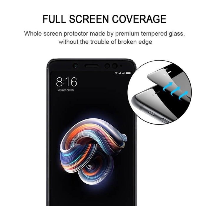 Película de vidrio templado totalmente adhesiva de pantalla completa de 0,33 mm 9H 2.5D para Xiaomi Redmi Note 5 Pro, For Redmi Note 5 Pro