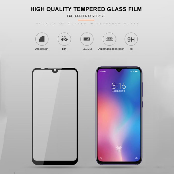 mocolo 0.33mm 9H 2.5D Película de vidrio templado con impresión de seda para Xiaomi Mi 9 SE, Xiaomi Mi 9 SE