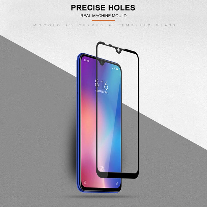 mocolo 0.33mm 9H 2.5D Película de vidrio templado con impresión de seda para Xiaomi Mi 9 SE, Xiaomi Mi 9 SE