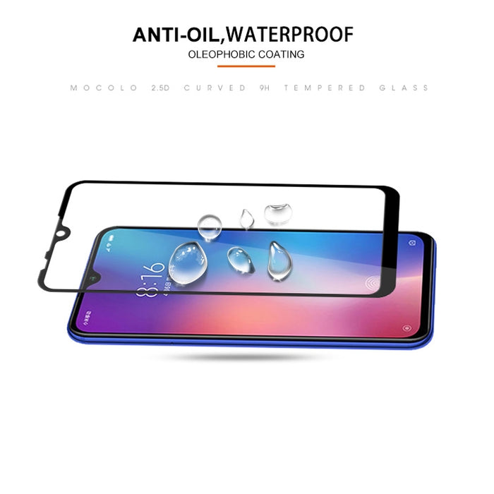 mocolo 0.33mm 9H 2.5D Película de vidrio templado con impresión de seda para Xiaomi Mi 9 SE, Xiaomi Mi 9 SE