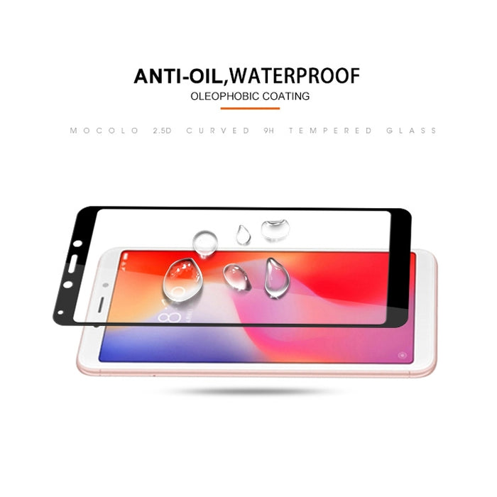 mocolo 0.33mm 9H 2.5D Película de vidrio templado con impresión de seda para Xiaomi Redmi 6, Xiaomi Redmi 6