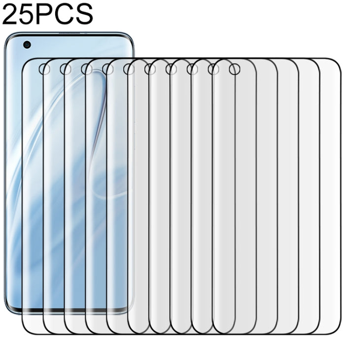 25 PCS para Xiaomi Mi 10 5G 9H HD Película de vidrio templado con borde curvo 3D (Transparente), For Xiaomi Mi 10 5G(25 PCS), For Xiaomi Mi 10 5G(Black)(25 PCS)