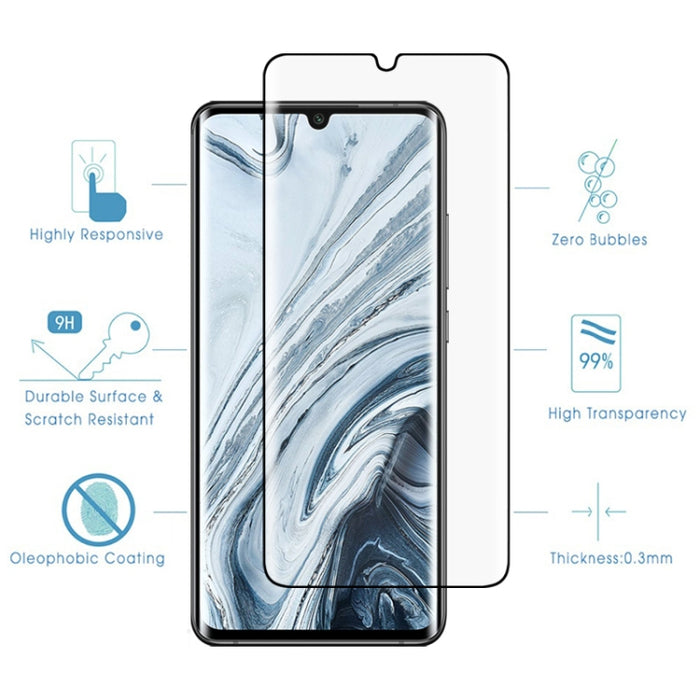 25 PCS para Xiaomi Mi Note 10 9H HD Película de vidrio templado con borde curvo 3D (Transparente), For Xiaomi Mi Note 10(25 PCS), For Xiaomi Mi Note 10(Black)(25 PCS)