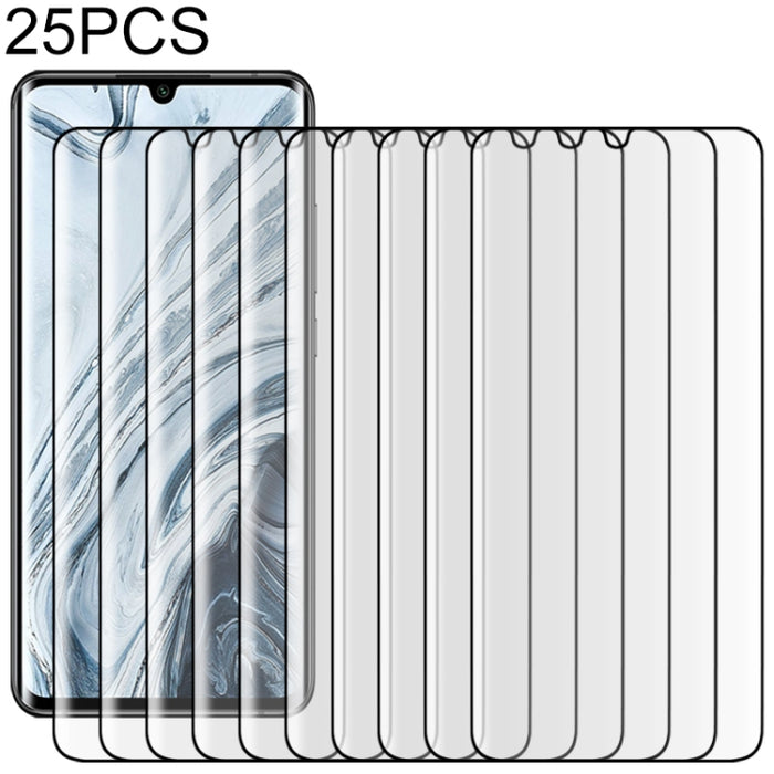 25 PCS para Xiaomi Mi Note 10 9H HD Película de vidrio templado con borde curvo 3D (Transparente), For Xiaomi Mi Note 10(25 PCS), For Xiaomi Mi Note 10(Black)(25 PCS)