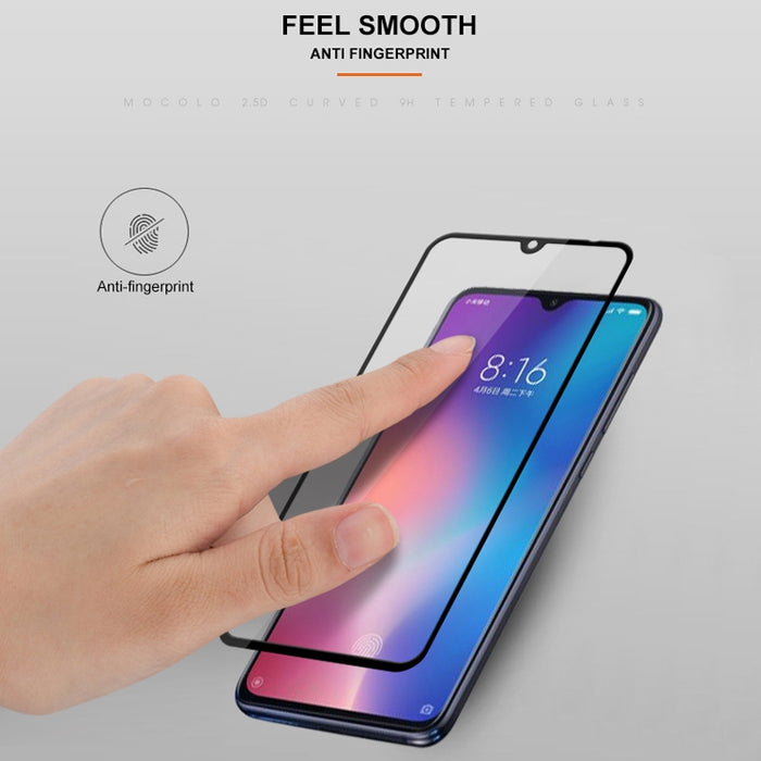 mocolo 0.33mm 9H 2.5D Película de vidrio templado con impresión de seda para Xiaomi Mi 9, Xiaomi Mi 9
