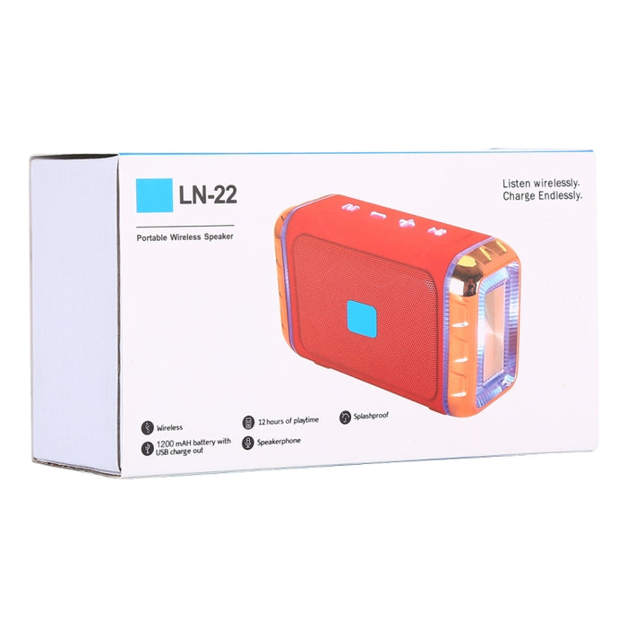 Altavoz inalámbrico portátil LN-22 DC 5V con llamadas manos libres y luz LED colorida doble, compatible con tarjeta USB y TF y auxiliar de 3,5mm