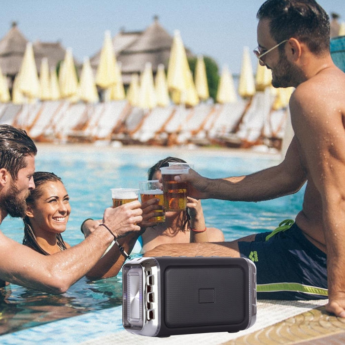 Altavoz inalámbrico portátil LN-22 DC 5V con llamadas manos libres y luz LED colorida doble, compatible con tarjeta USB y TF y auxiliar de 3,5mm
