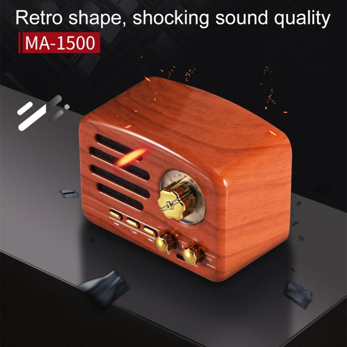 Elvis Angel MA-1500 Altavoz de radio de alta fidelidad Bluetooth retro con luz LED colorida, compatible con USB, FM y auxiliar de 3,5 mm
