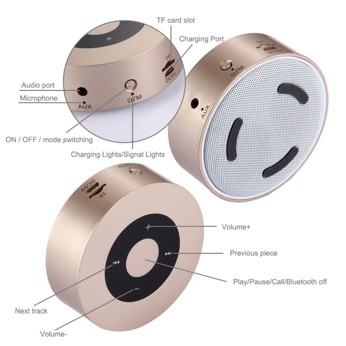Altavoz Bluetooth estéreo portátil A8 micrófono incorporado, compatible con llamadas manos libres/tarjeta TF/entrada auxiliar