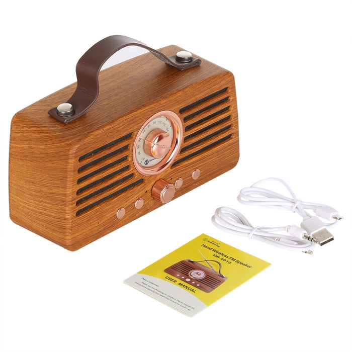NewRixing NR-4013 Altavoz FM inalámbrico de mano con textura de ceniza de Manchuria Retro con función de llamada, compatible con tarjeta TF y disco U