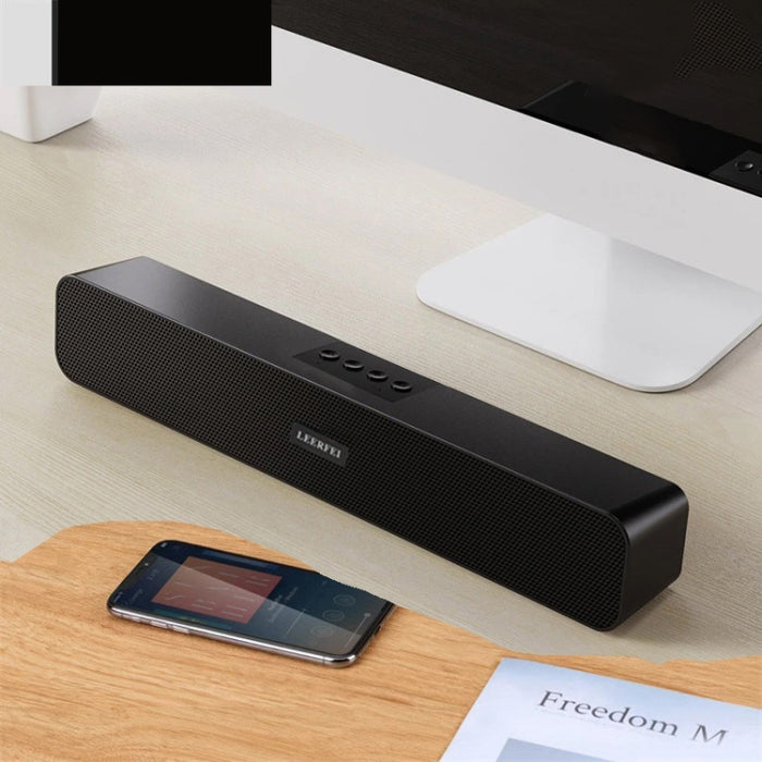 LEERFEI E91 10W Forma de barra larga Radio multimedia con dos altavoces Audio Bluetooth, compatible con tarjeta TF/disco U/AUX de 3,5 mm, compatible con tarjeta TF/disco U/AUX de 3,5 mm