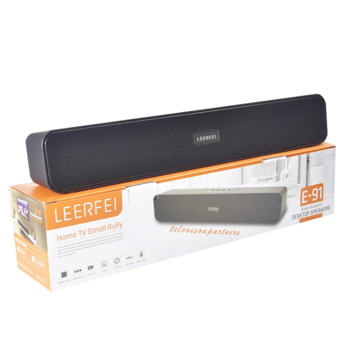 LEERFEI E91 10W Forma de barra larga Radio multimedia con dos altavoces Audio Bluetooth, compatible con tarjeta TF/disco U/AUX de 3,5 mm, compatible con tarjeta TF/disco U/AUX de 3,5 mm