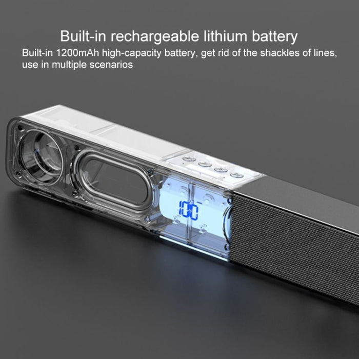 LEERFEI E91 10W Forma de barra larga Radio multimedia con dos altavoces Audio Bluetooth, compatible con tarjeta TF/disco U/AUX de 3,5 mm, compatible con tarjeta TF/disco U/AUX de 3,5 mm