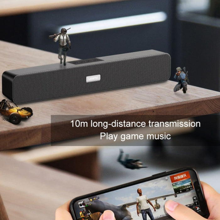 LEERFEI E91 10W Forma de barra larga Radio multimedia con dos altavoces Audio Bluetooth, compatible con tarjeta TF/disco U/AUX de 3,5 mm, compatible con tarjeta TF/disco U/AUX de 3,5 mm