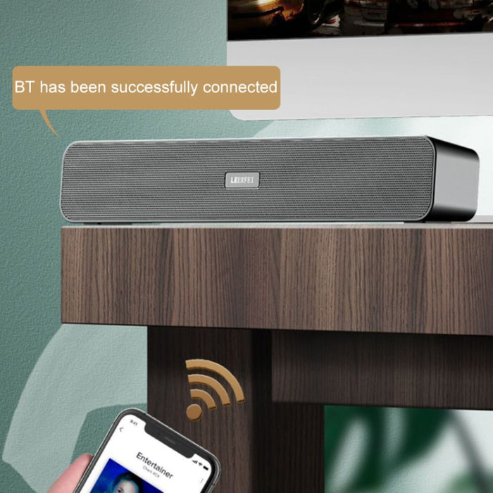 LEERFEI E91 10W Forma de barra larga Radio multimedia con dos altavoces Audio Bluetooth, compatible con tarjeta TF/disco U/AUX de 3,5 mm, compatible con tarjeta TF/disco U/AUX de 3,5 mm