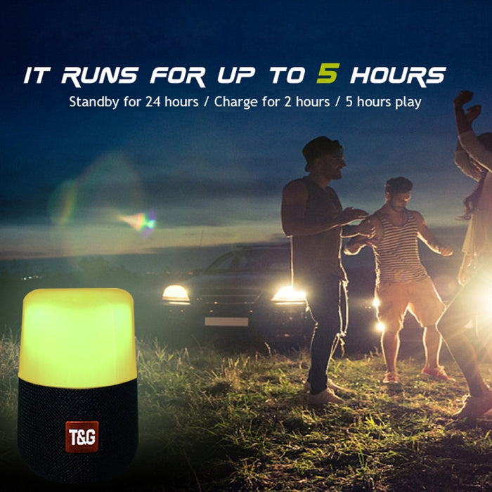 T&G TG168 Altavoz estéreo inalámbrico portátil Bluetooth V5.0 con asa, micrófono incorporado, soporte de luz LED intermitente, tarjeta TF, disco U, entrada auxiliar y FM