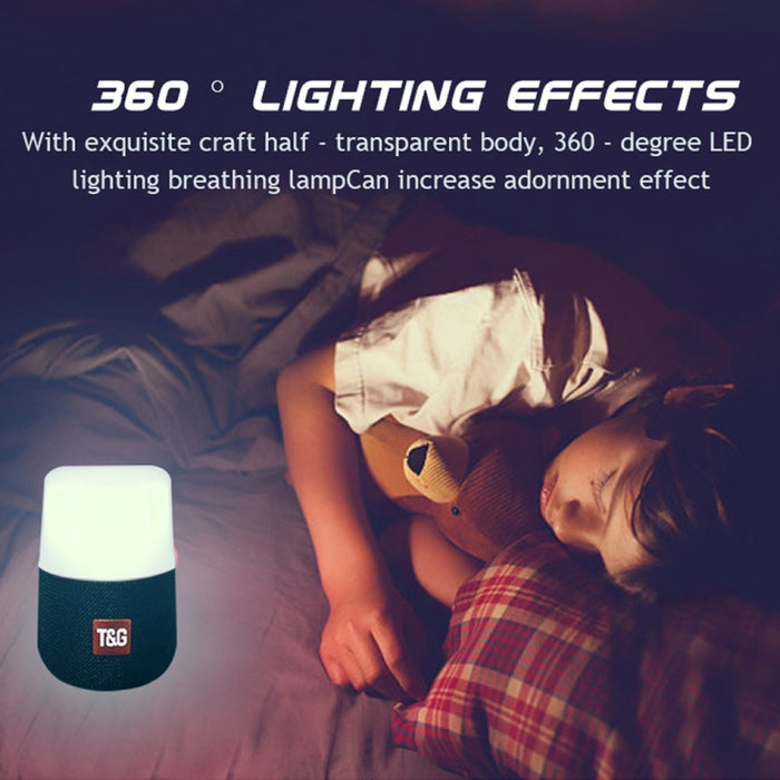 T&G TG168 Altavoz estéreo inalámbrico portátil Bluetooth V5.0 con asa, micrófono incorporado, soporte de luz LED intermitente, tarjeta TF, disco U, entrada auxiliar y FM
