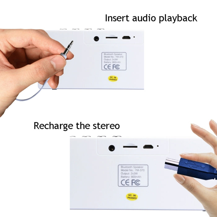 Altavoz Bluetooth multifuncional YM370 con micrófono, compatible con llamadas manos libres y tarjeta TF