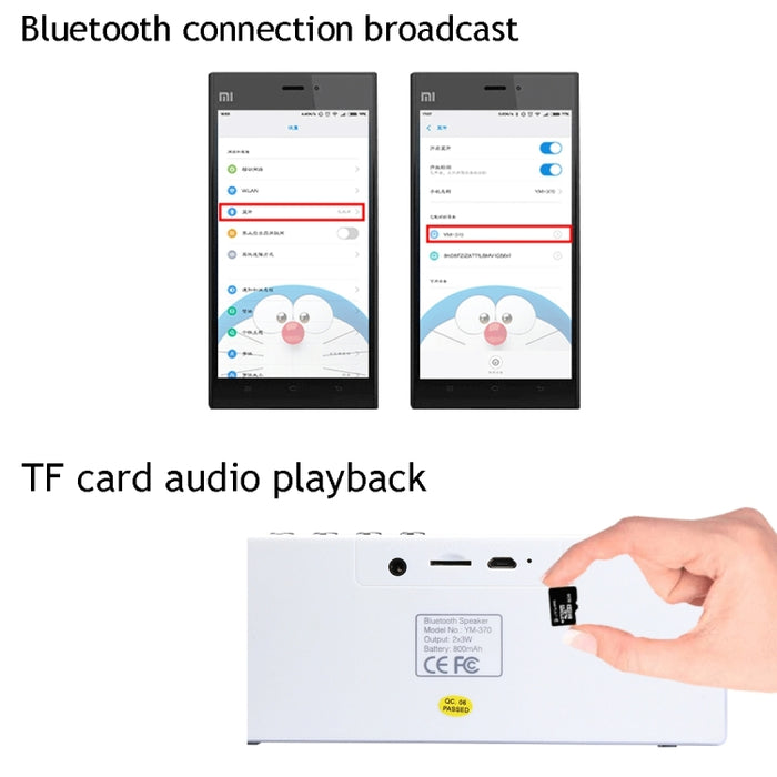 Altavoz Bluetooth multifuncional YM370 con micrófono, compatible con llamadas manos libres y tarjeta TF
