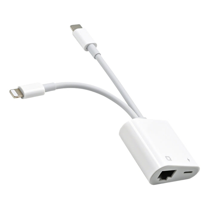 NK-1035 Pro 2 en 1 USB-C / Type-C + Adaptador de interfaz de carga hembra de 8 pines macho a RJ45 + 8 pines