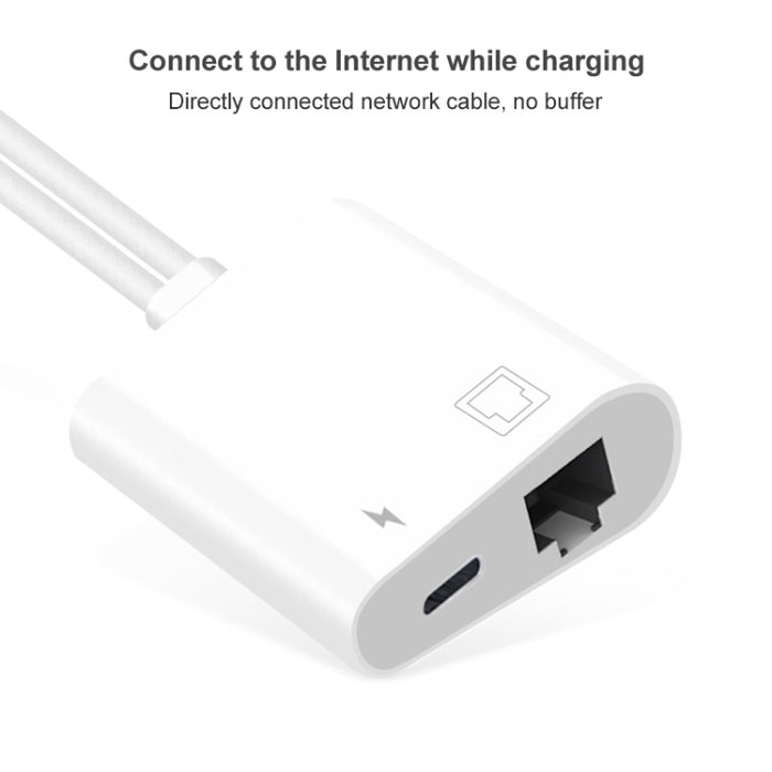 NK-1035 Pro 2 en 1 USB-C / Type-C + Adaptador de interfaz de carga hembra de 8 pines macho a RJ45 + 8 pines