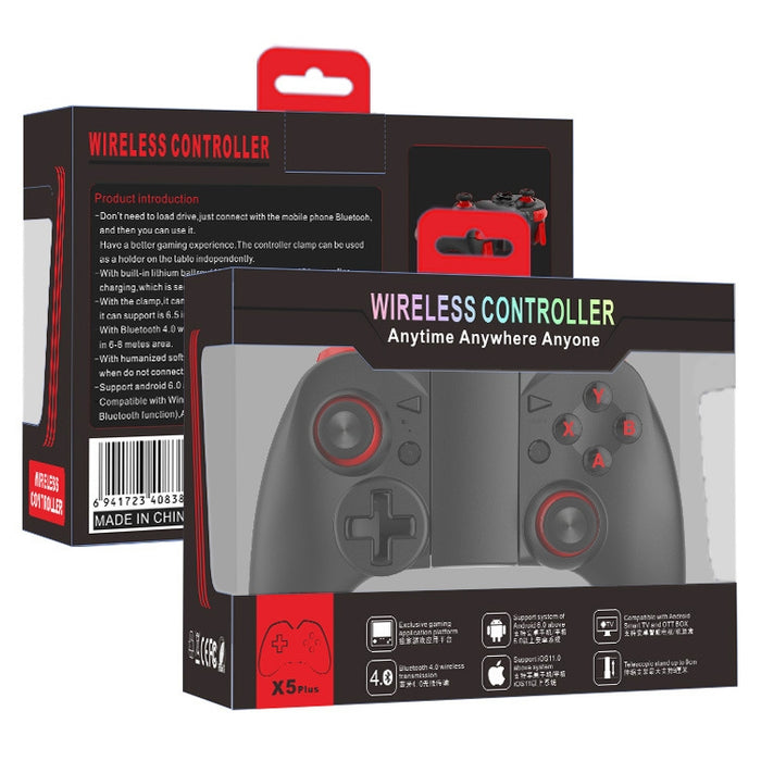 MB-838(X5Plus) Bluetooth 4.0 + 2.4G Gamepad inalámbrico de modo dual con soporte retráctil, compatible con conexión directa Android / IOS y reproducción directa
