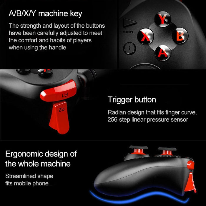 MB-838(X5Plus) Bluetooth 4.0 + 2.4G Gamepad inalámbrico de modo dual con soporte retráctil, compatible con conexión directa Android / IOS y reproducción directa