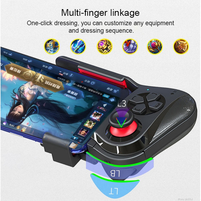 MOCUTE-059 Bluetooth 4.0 Gamepad Bluetooth para zurdos de modo dual para teléfonos de 6,5 a 7,2 pulgadas, compatible con conexión directa y reproducción directa de Android / IOS