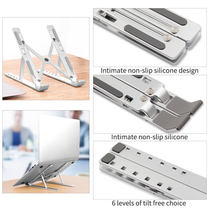 Soporte extensor de altura para computadora portátil de aleación de aluminio Soporte plegable para disipación de calor para computadora portátil, tamaño: 24x16,5x5,5 cm