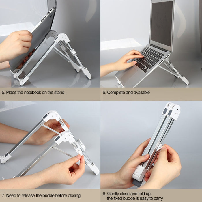 Soporte extensor de altura para computadora portátil de aleación de aluminio Soporte plegable para disipación de calor para computadora portátil, tamaño: 24,5x3,3x2,8 cm